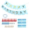 Birthday Party Balloon Paper Flower Ball Decorative Balloon Card Decoration AccessoryBlue Set