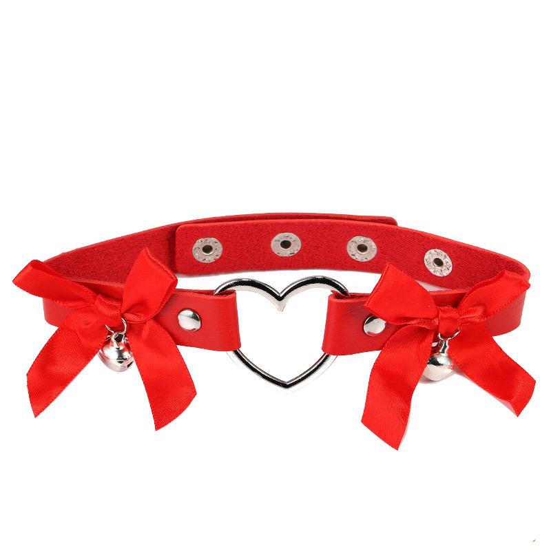 Sweet Heart Collar Bow & Bell Choker Necklace - European & American Style