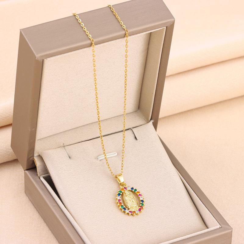 Bohemian Colored Diamond Goddess Titanium Steel Necklace - Women's Stainless Steel Clavicle Chain