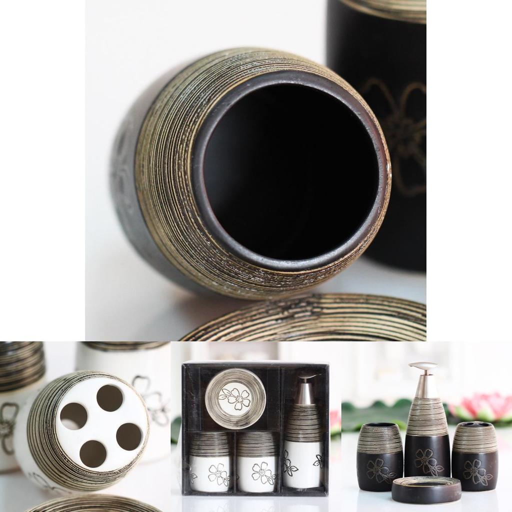 Premium Ceramic Bathroom Set With Flower Pattern For Gifts And Holiday Use