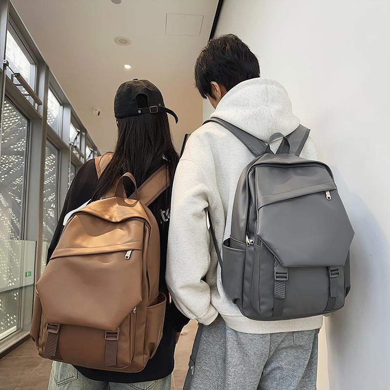 Men's Large Capacity PU Backpack Student Schoolbag Sports Computer Bag