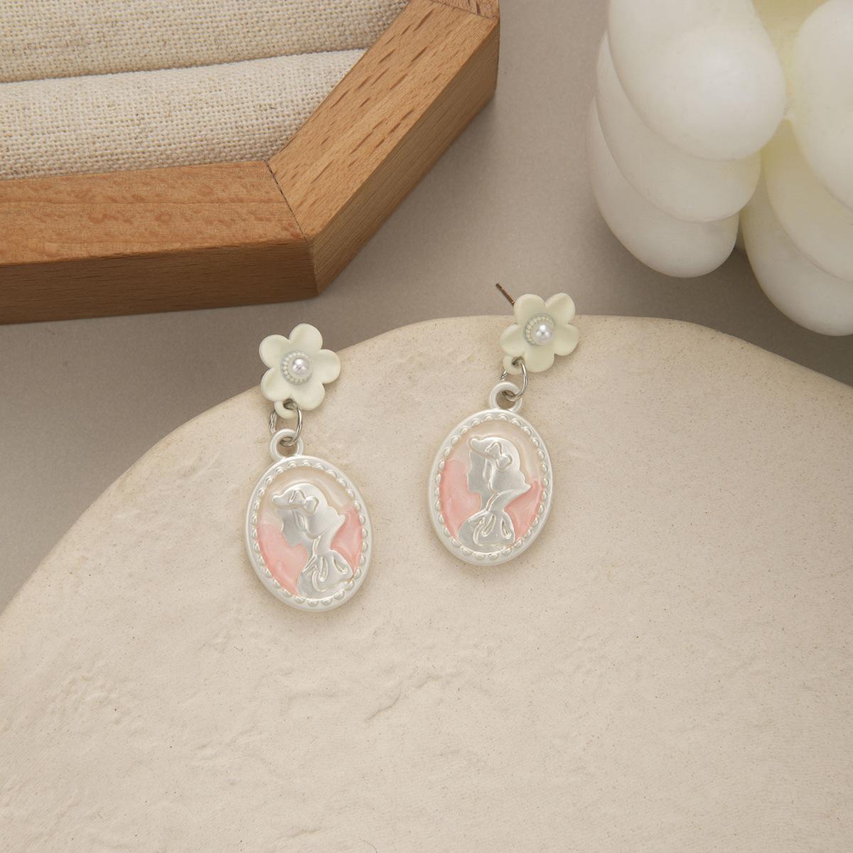 Spring Sweet Girl Stud Earrings Pink Literary Bow Love Earrings Cute Lady Style Earrings