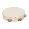 4 Inch Hand Tambourine with Metal Single Row Jingles Sheepskin Drum Skin Wooden Tambourines for Adults Kids Dance Sing Party