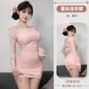 Domila's New Erotic Pure Lust Style Lace Temperament One-word Shoulder Dress Women's Sexy Tight Hip Skirt