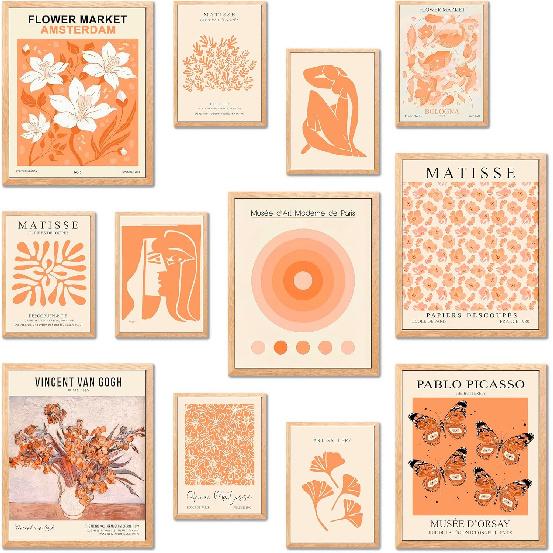 LANCHI95 15 PCS Sage Green Wall Art Decor, Matisse Wall Prints, Abstract Posters for Room Aesthetic, Wall Art For Living Room Bedroom, Eclectic Boho