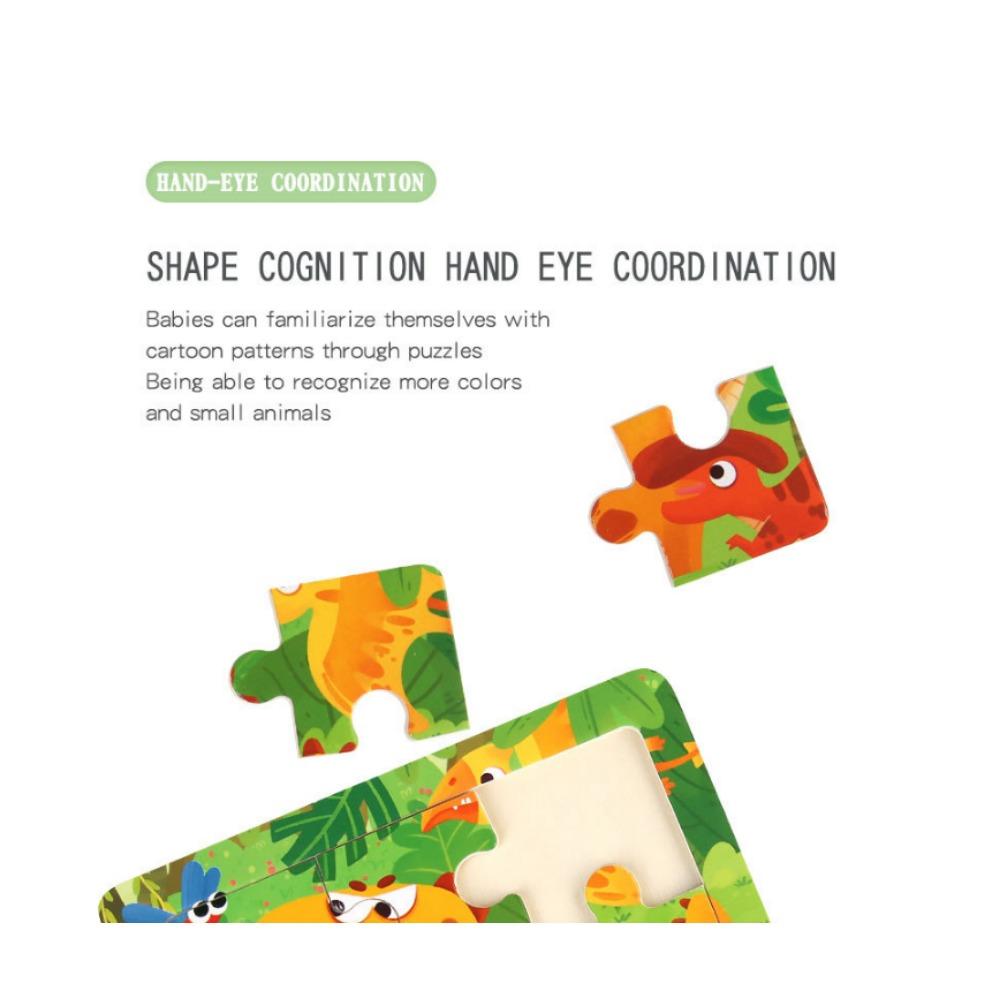 9-Piece Wooden Children'S Jigsaw Puzzle Toy For Early Childhood Education Cartoon Animal Transportation Cognitive Puzzle