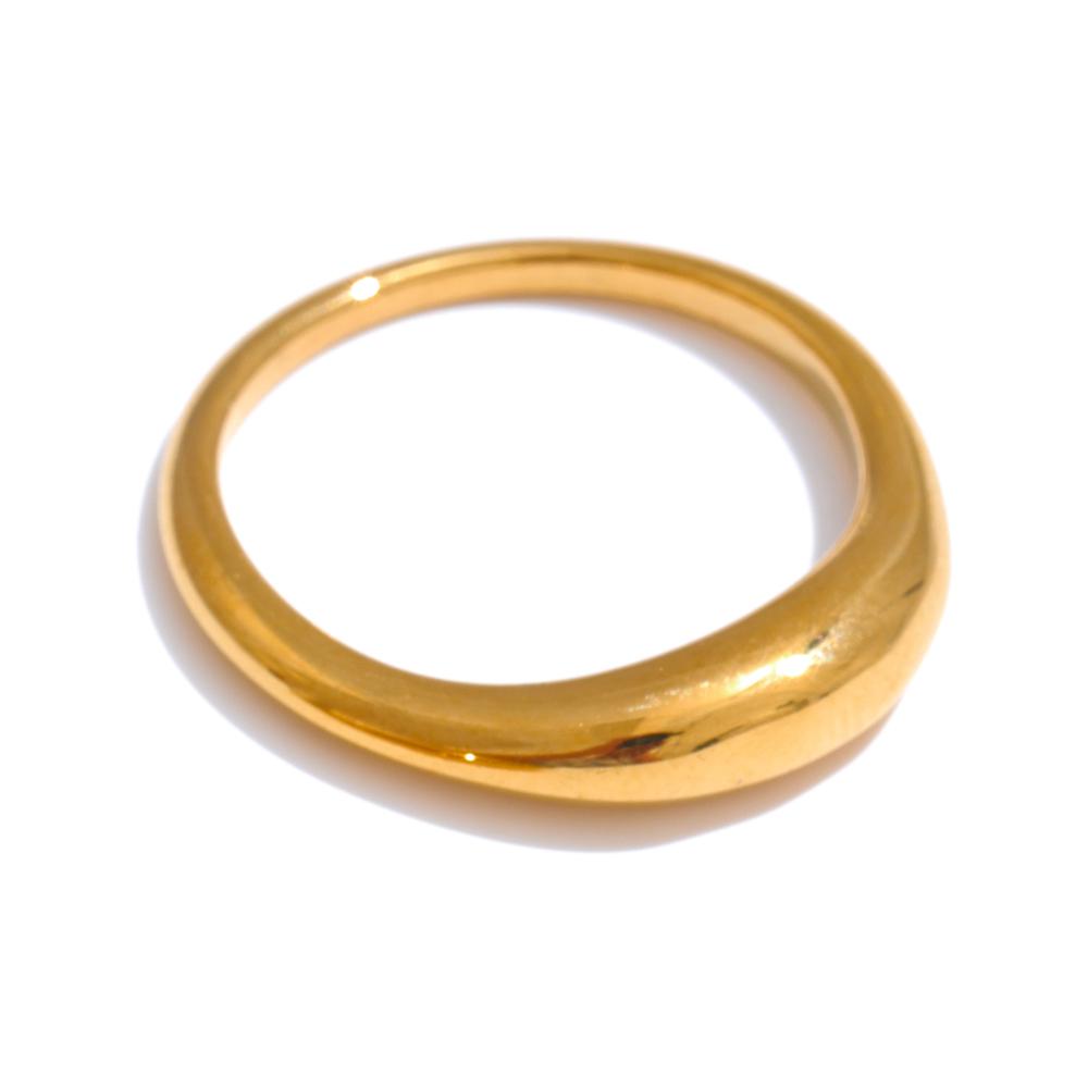 Yhpup Two Styles Same Series Minimalist Unique Stainless Steel Chic Textured Golden Ring 18K PVD Plated Japan Exquisite Jewelry