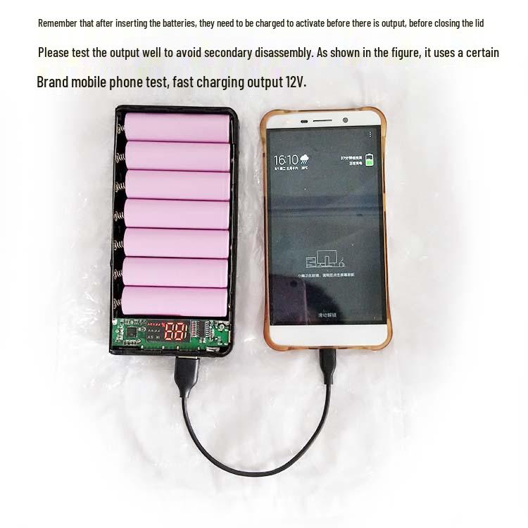 Solderless 6-Cell 26650 Battery Box Quick Charge PD Power Bank Shell Kit
