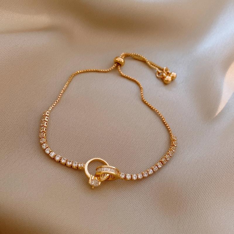 Korean zircon knotted circles interlocking adjustable bracelets commuting versatile bracelets temperament fashion jewelry women