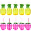 6/10pcs Pineapple Strawberry Designed Drinking Cup Fruit Juice Straw Cups Hawaiian Tropical Party Decoration Summer Aloha Party