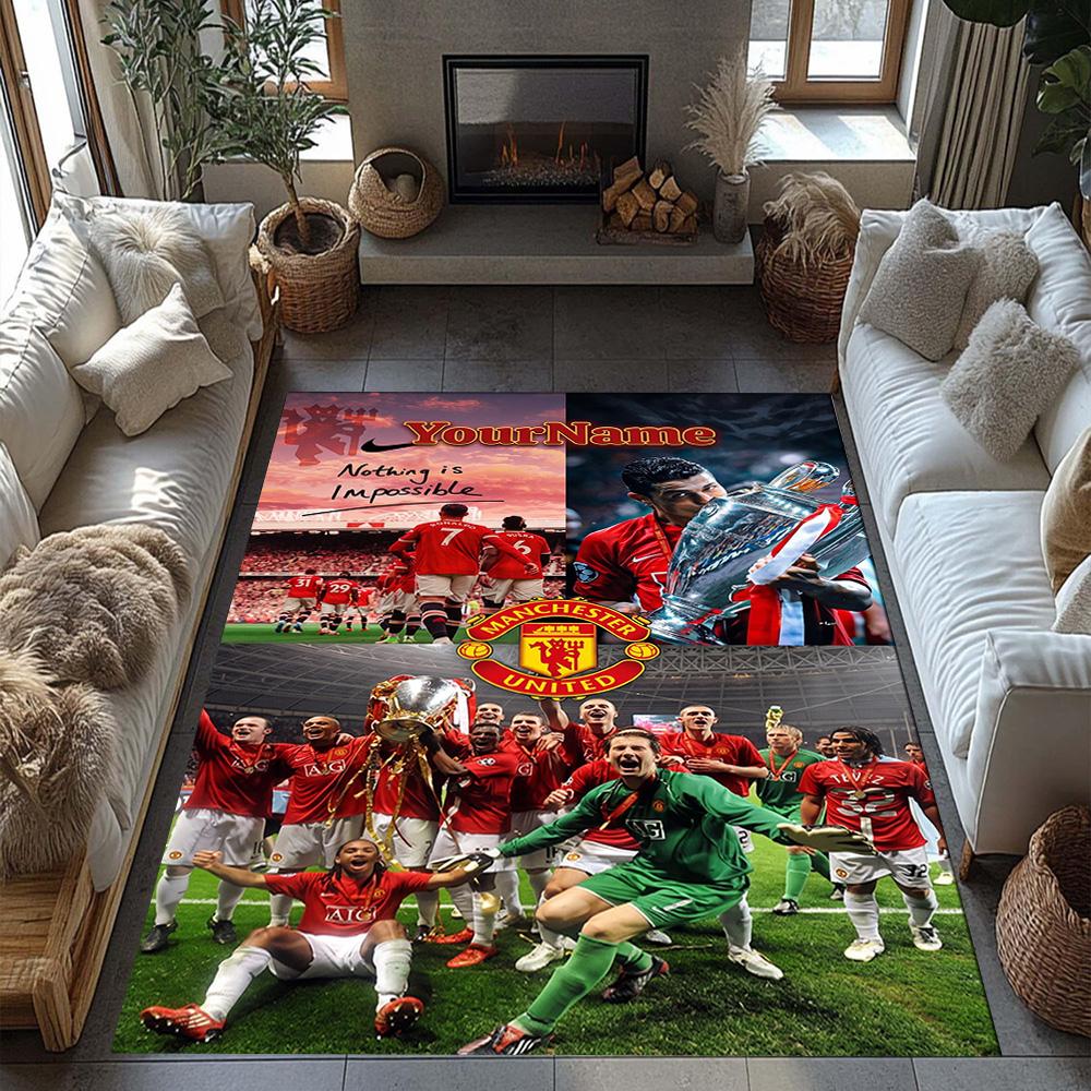 Manchester Customizable Name Area Rug Perfect for Balcony Game Room Entryway Kitchen Antislip Carpet Office home decor
