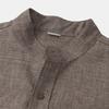 Men Stand Collar Half Placket Chest Pocket Short Sleeve Cotton Linen Shirt Solid Loose Breathable Casual Summer Blouse
