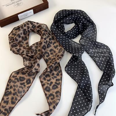 K-Style Animal Print Polka Dot Scarf Belt Boho Hair Band TikTok Viral Spring Summer Satin Accessories Luxe Versatile Scarf