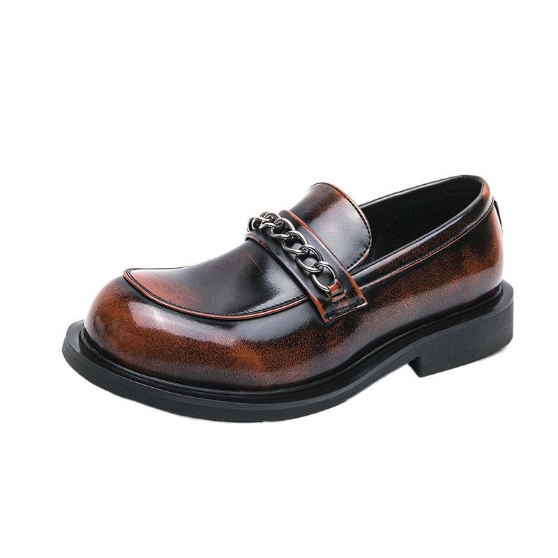 Men's shoes new small leather shoes autumn trend personality chain loafers men's foreign trade fashion retro leather shoes men
