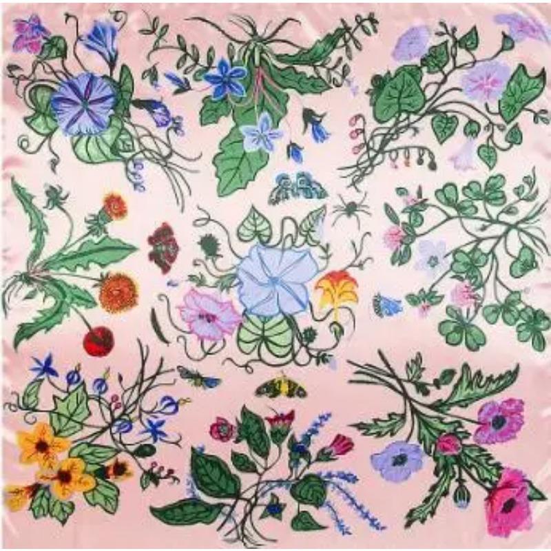 90cm*90cm New Brand Shawl Twill Women Silk Scarf Morning Glory Print Square Scarves Wraps Fashion Hijab Headband