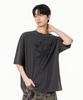 MOZMOZ Off-Print Pigment Oversized Short Sleeve T-Shirt Charcoal