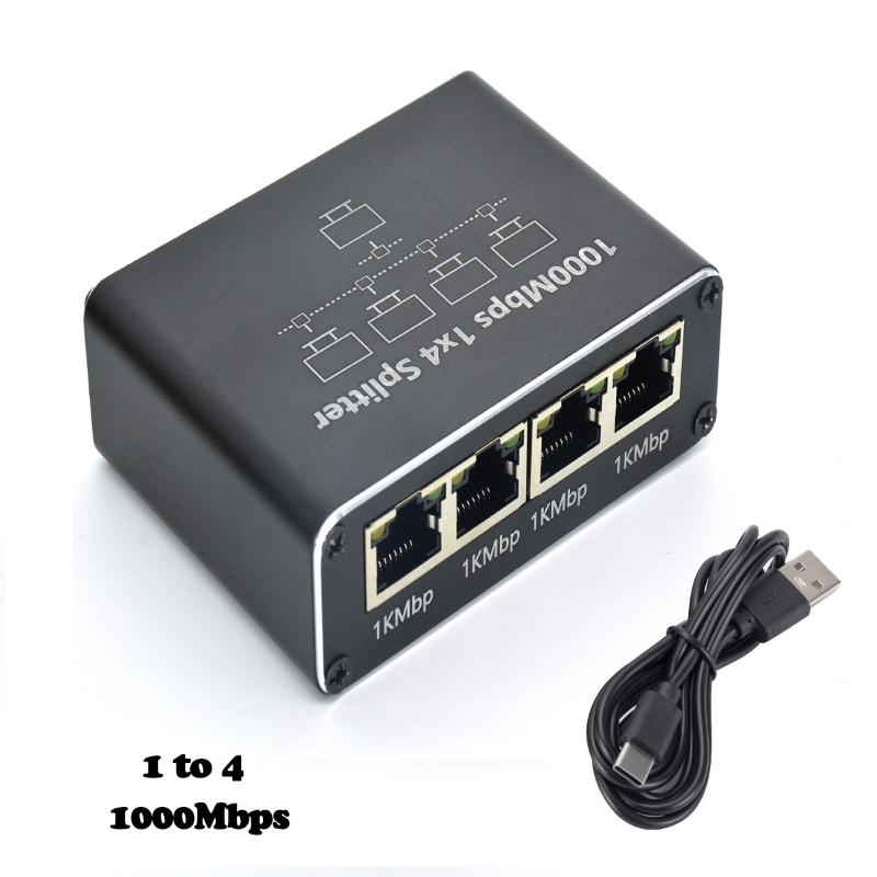 1 Set 1000Mbps Network Connector Gigabit Ethernet Switch Rj45 Splitter Lan Gigabit Extension Adapter For Router Pc Laptop Tv Box