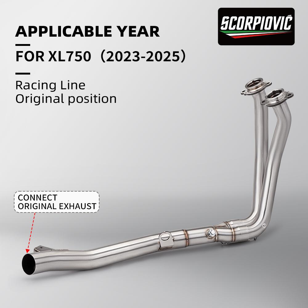 Header Link Pipe For XL 750 XL750 Transalp 750, 51mm Slip-On original muffler Motorcycle Exhaust Escape Muffler