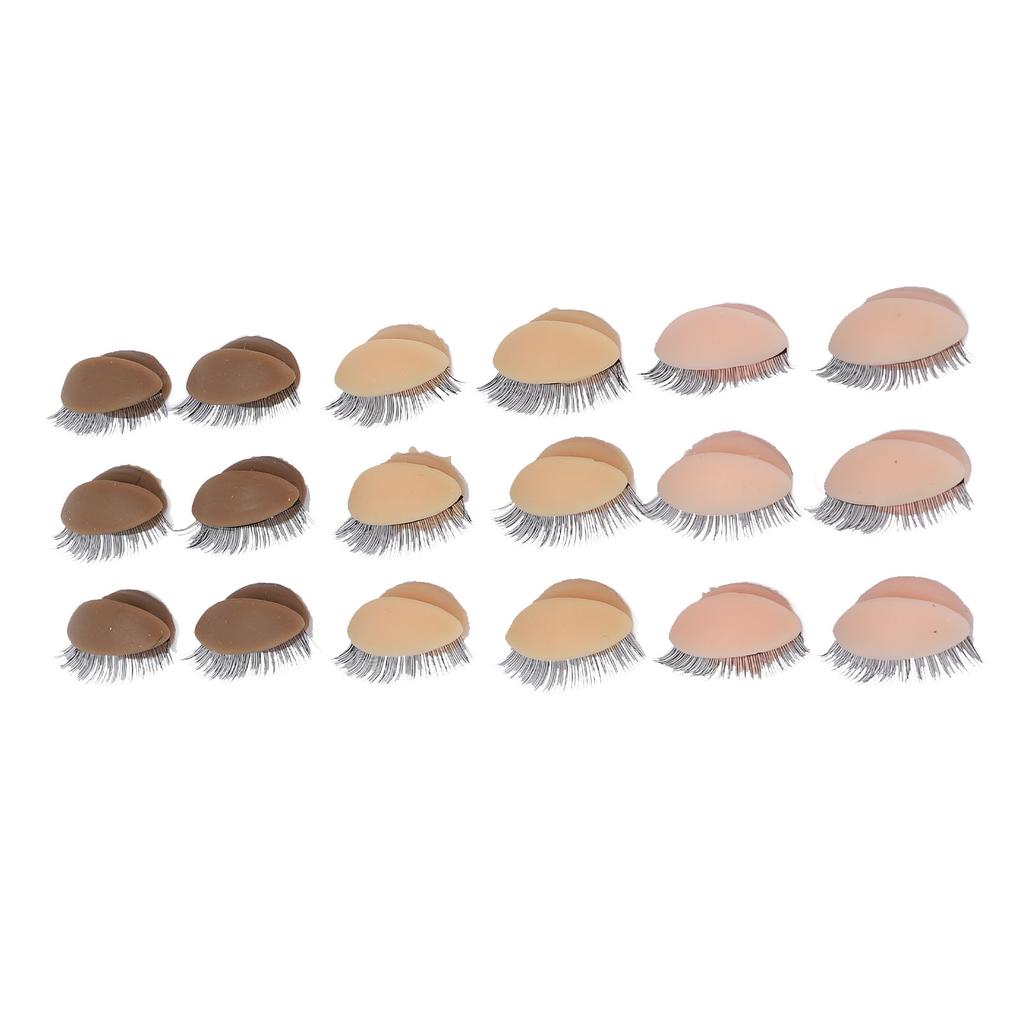 9 Pairs Replacement Eyelids for Mannequin Head Practice Removable Eyelids with Double Layer
