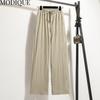 MODIQUE Vår Sommer Plus Size Ny Dame Løst Lang Lin Rett Bukser Joggebukser Dame Casual Basics Ankellange bukser med vidde ben