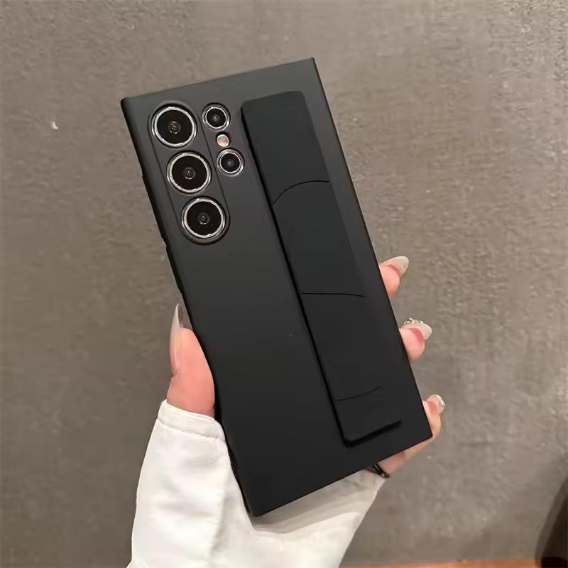 

Роскошный ультратонкий матовый эластичный силиконовый ремешок на запястье противоударный чехол для Samsung S25 S24 S23 Ultra S25 Plus PC Жесткий прозрачный чехол Samsung S23 Ultra чёрный