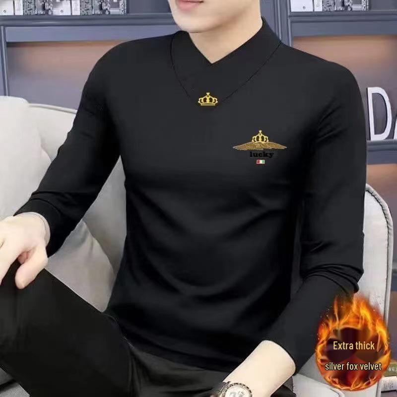 Men's Slim Fit V-Neck Fleece-Lined Sweatshirt - Warm Autumn/Winter Layer