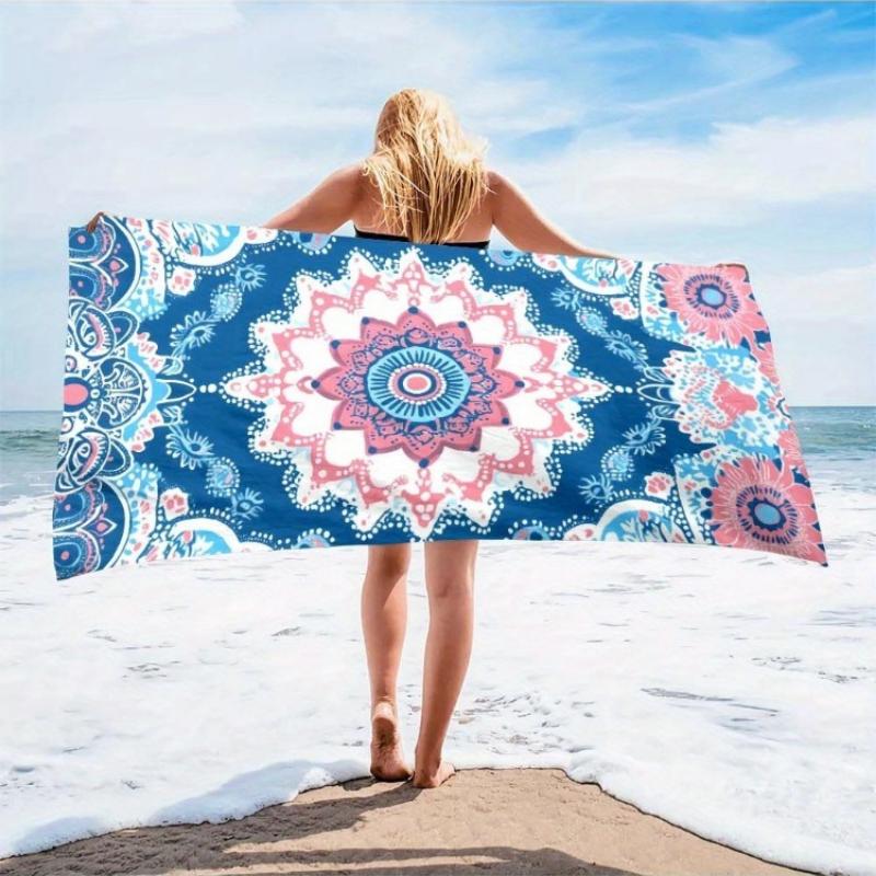 

1pc Bohemian Mandala Beach Towel - Quick-Dry Microfiber, Oversized Lightweight Sandproof Yoga Blanket for Beach, Travel & Home W40*H60(CM)