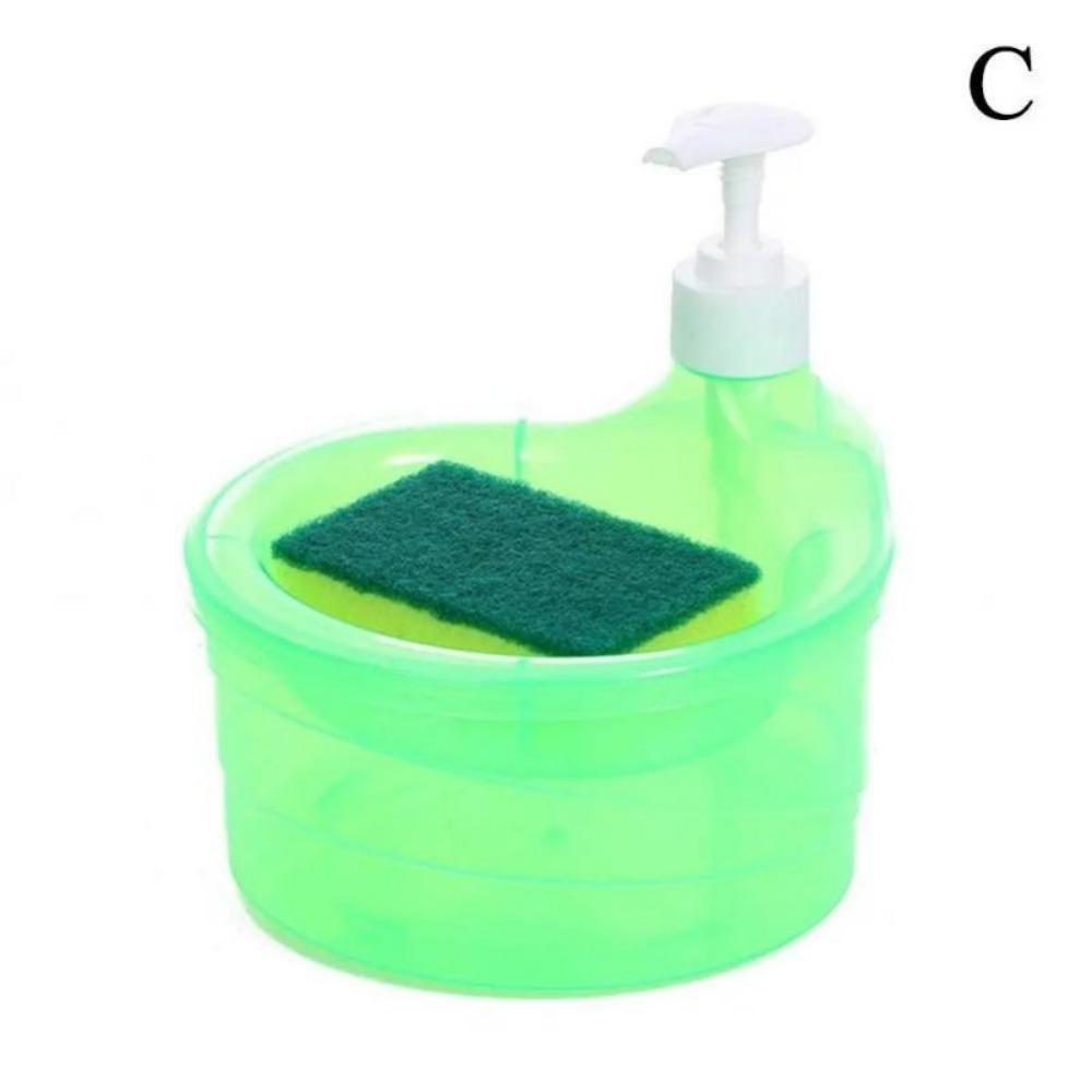 Дозатор Sabun Pinggan Dispenser Моющее средство Automatik, Kotak Tekan, вместе с Pemegang Span, для Aksesori Basuh Dapur и Bilik Mandi Hijau Soap зелёный