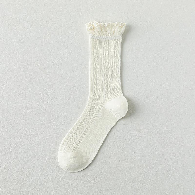 Women's Summer Thin Mesh Breathable Lace Cylinder Ballet Wind Loose Mouth Boneless Mooncake Stack Socks