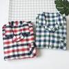 Daily Order Men Pure Cotton Gingham Pajamas Suit Spring & Fall Cotton Brushed Flannel Long Sleeves Pants Homewear Big Sale