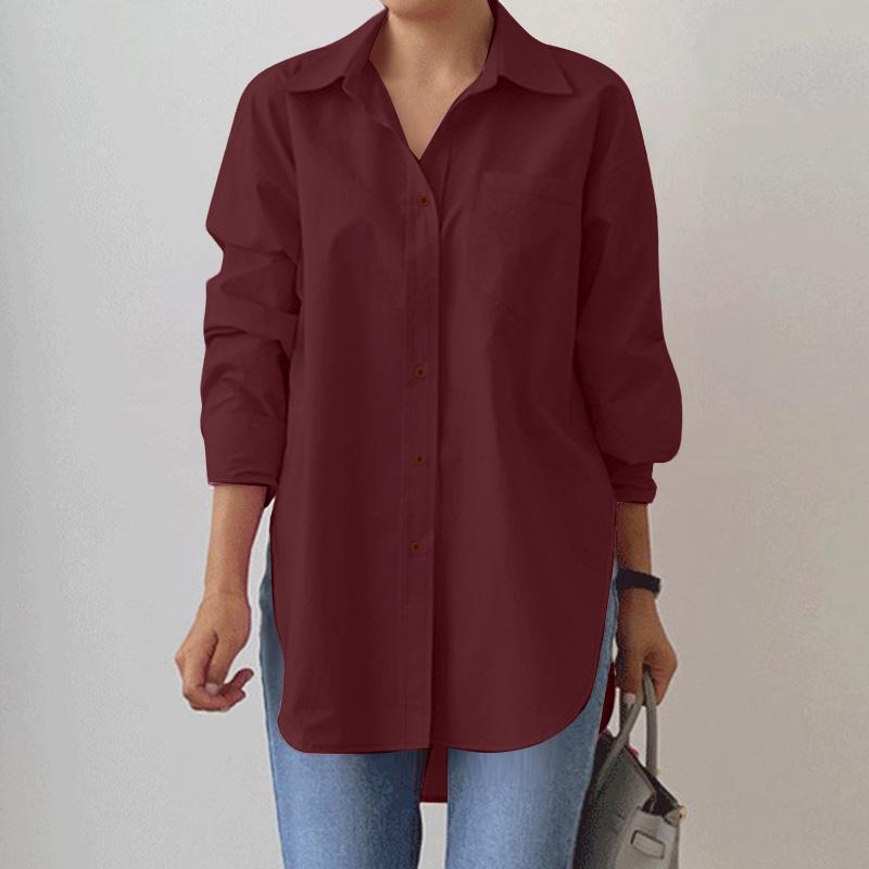 ZANZEA Women Turn Down Collar Loose Casual Long Sleeve Button Blouse