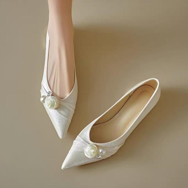 Fashion Elegant Women's Loafers Fashion Wedding Party Woman Causal Dress Flat Shoes Pointed-toe Versatile Ladies Flower Ballet Shoes