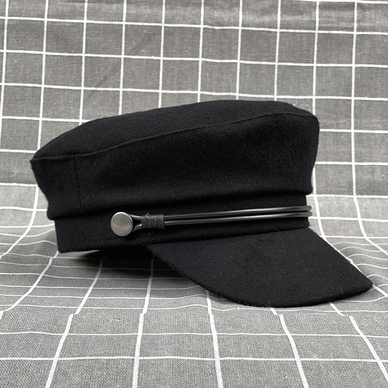 French Black Hat Male And Female Tide Youth Japanese Internet Celebrity Retro British Painter Bere Octagonal Hat
