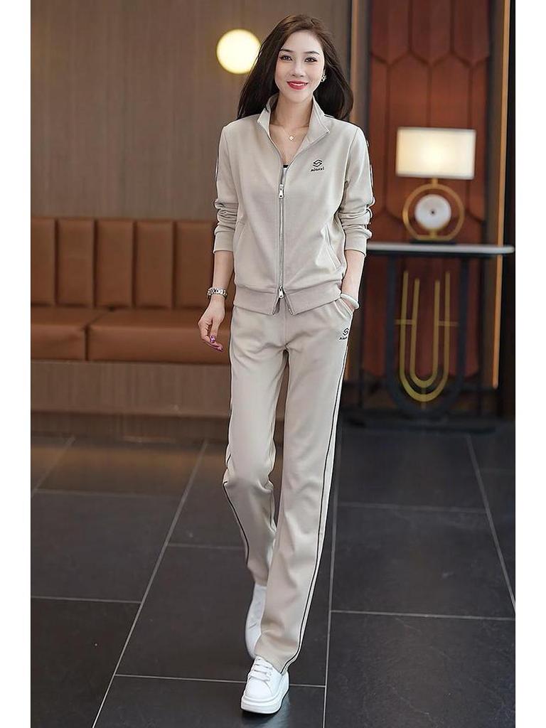 2025 New Korean Style Slimming Two-Piece Casual Sports Suit for Spring and Autumn