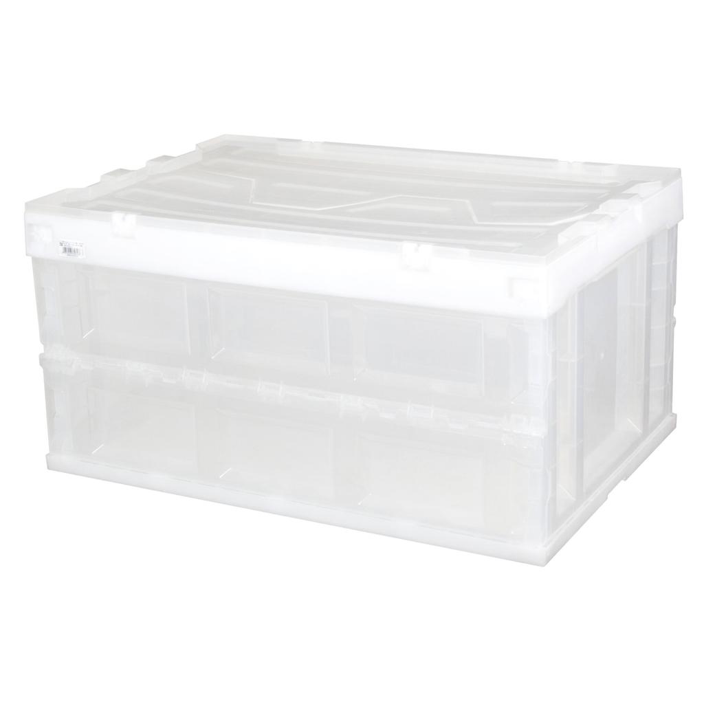 Iris Ohyama Folding Container, Hard, Integrated Lid, HDOH-75L, Clear