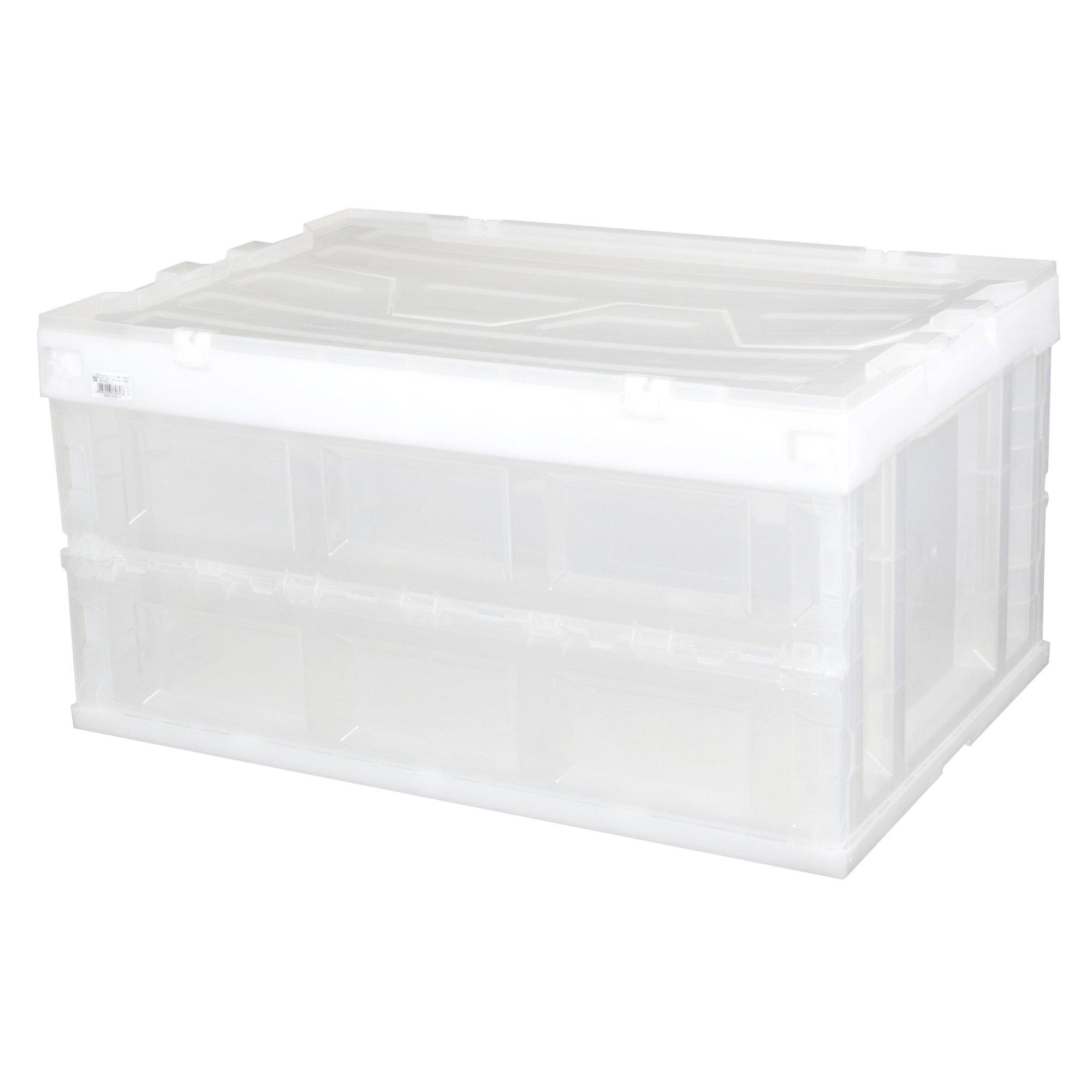 

Iris Ohyama Folding Container, Hard, Integrated Lid, HDOH-75L, Clear