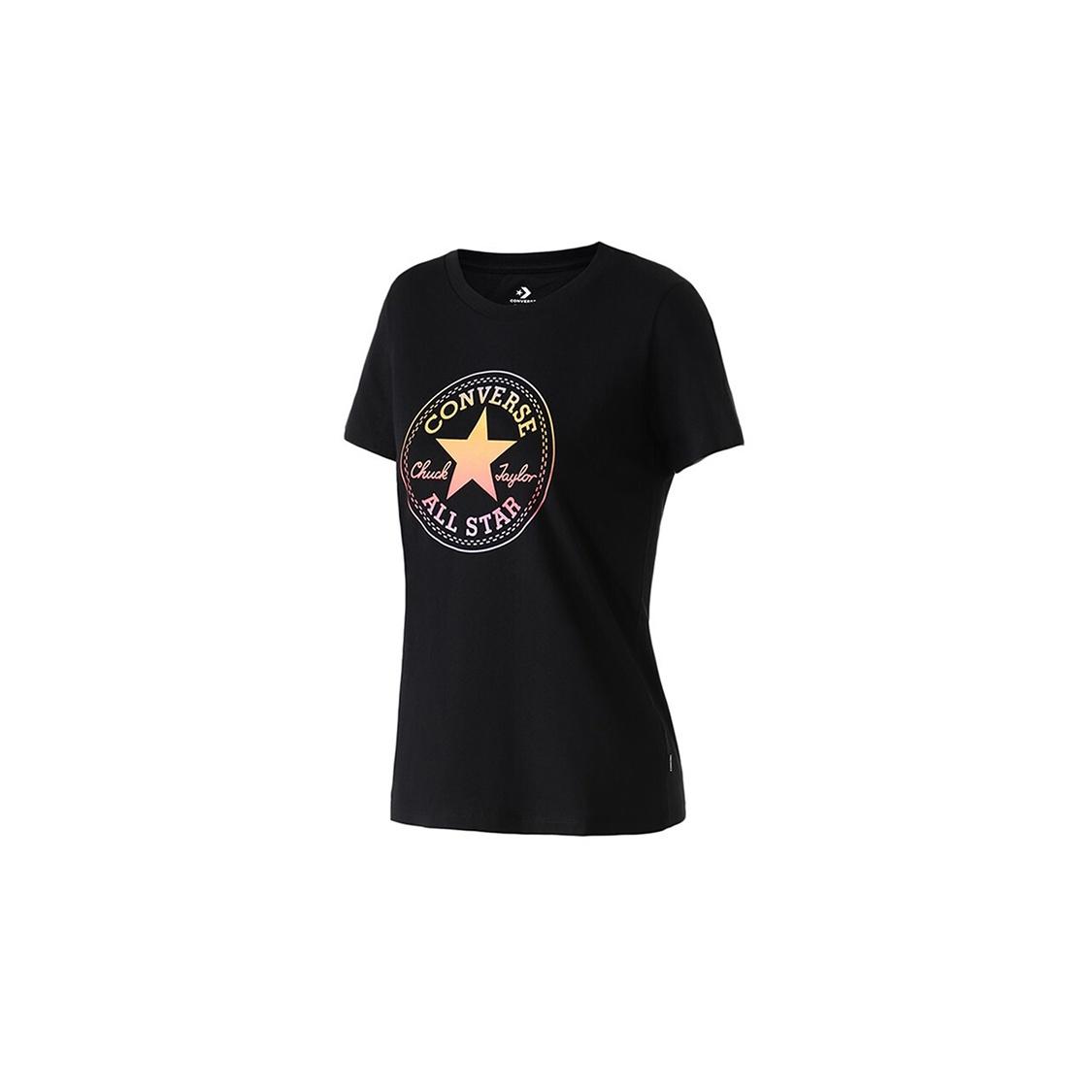 (WMNS) Converse Printing Sports Short Sleeve Black Women s 10017088-A02 M