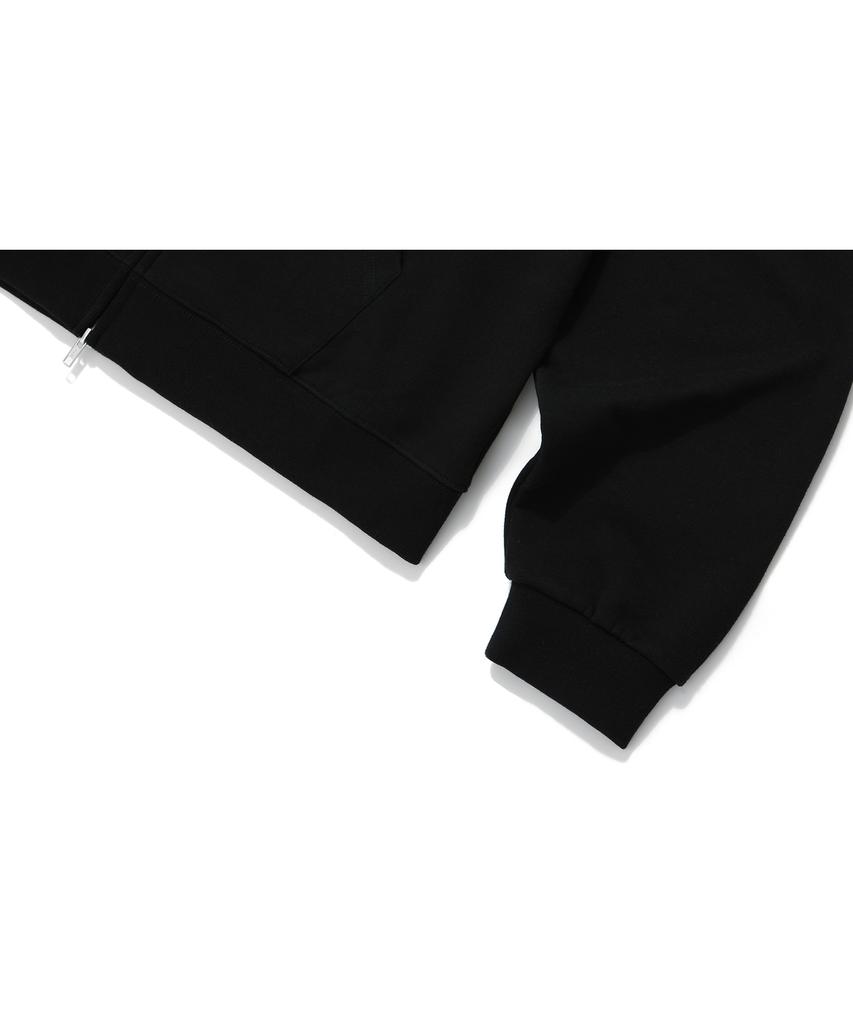 Wooalong (Brushed)Signature Hood Zip-Up - Black
