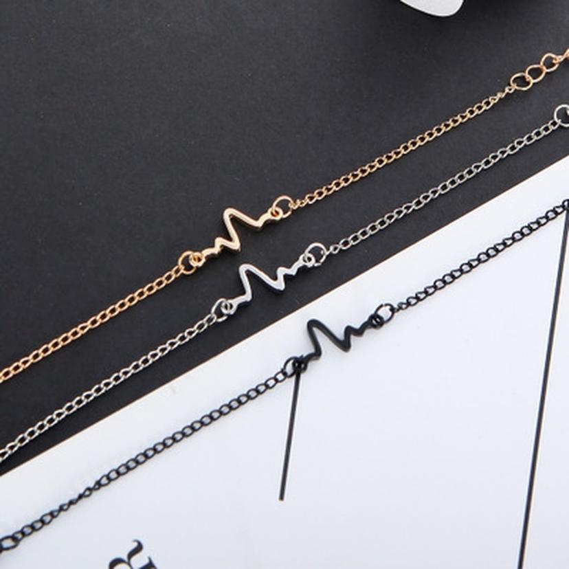 1 Pcs New Listing Fashion Personality Simple Design Heart Rate Electrocardiogram Chart Lightning Bracelet Couple Bracelet