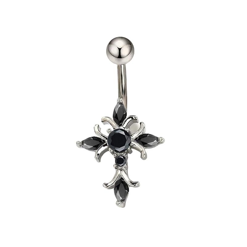 Bijoux de Piercing Nombril Croix Chrétienne Barre Haltère Titane 14G Femme Homme Accessoires Religieux Couleur Or Argent Anneaux de Nombril