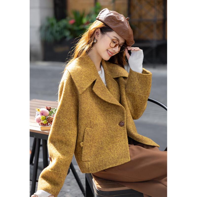 MokaNa Women's Elegant Winter Wool Blend Short Coat