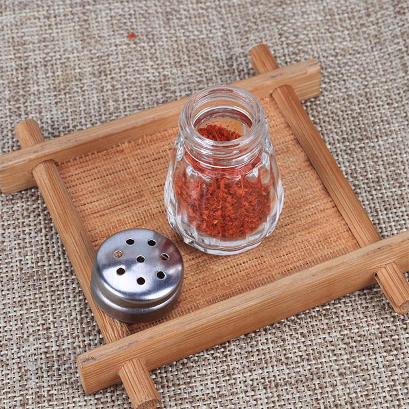 Portable Mini Glass Spice Jar with Sprinkler, Clear Seasoning Bottle for Outdoor Cooking & BBQ