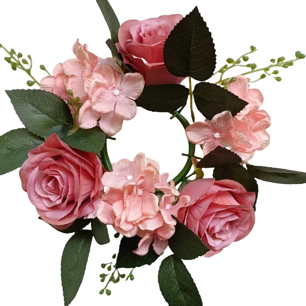 European Simulation Rose Wreath 20Cm Candlestick Wreath Christmas Decoration Window Props Table Wedding Arrangement Fake Flower