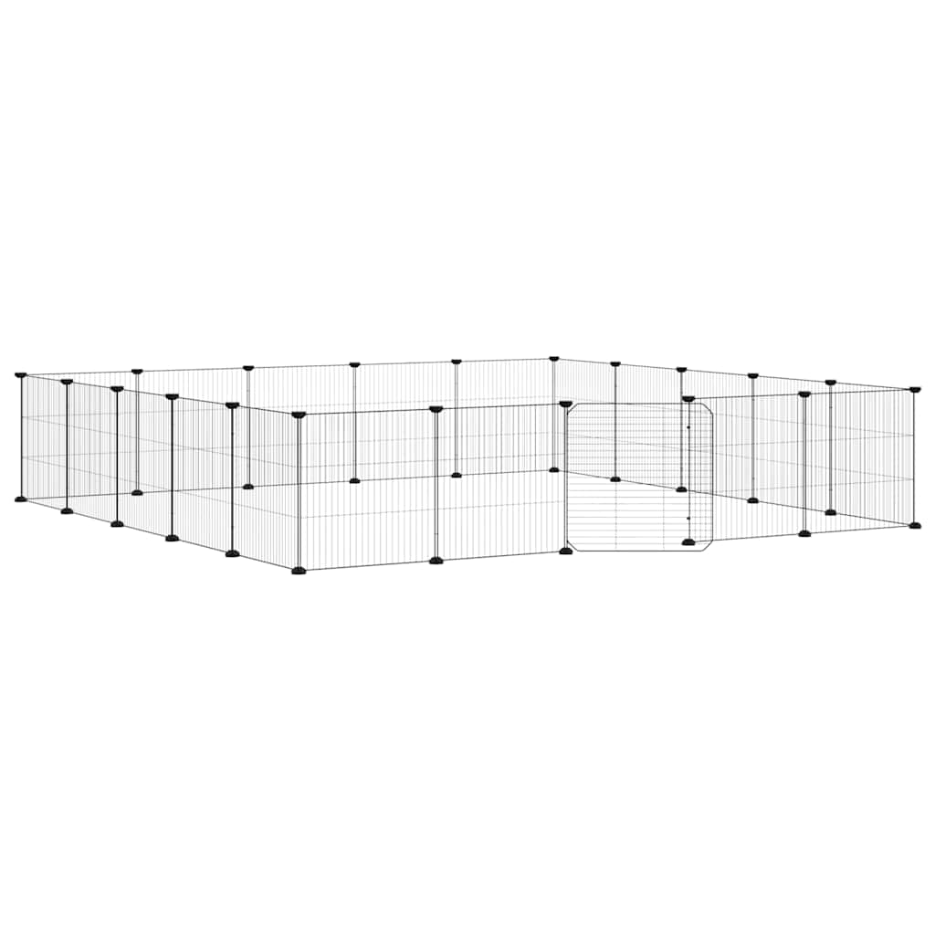 Vidaxl Pet Cage with Gate, 20 Panels, Black, 35X35 Cm, Steel