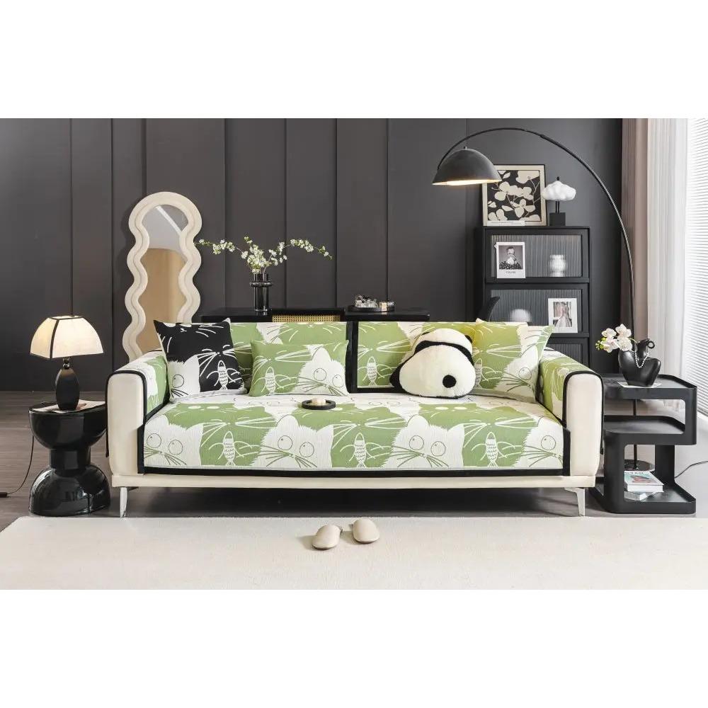 Herbst Zuhause Rutschfeste Sofakissen Couch Sofabezüge Matte Chenille Überwurf Katze Gedruckt Funda Sofa Matten