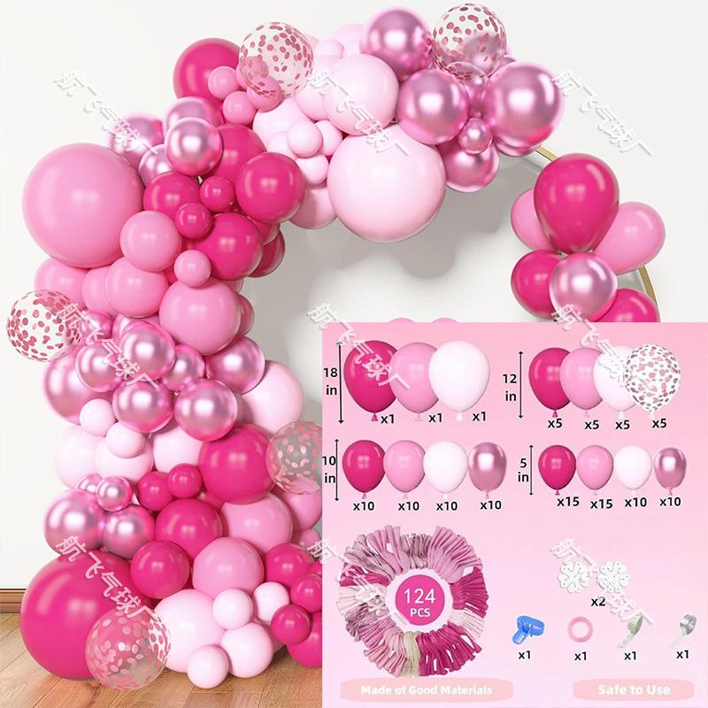 

Latex Air Chain Set Birthday Party Wedding Decoration Venue Arch Balloon Rose red pink balloon chain