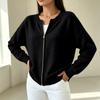 Cardigan a Maglia da Donna Casual con Zip Intera per l'Uso Quotidiano