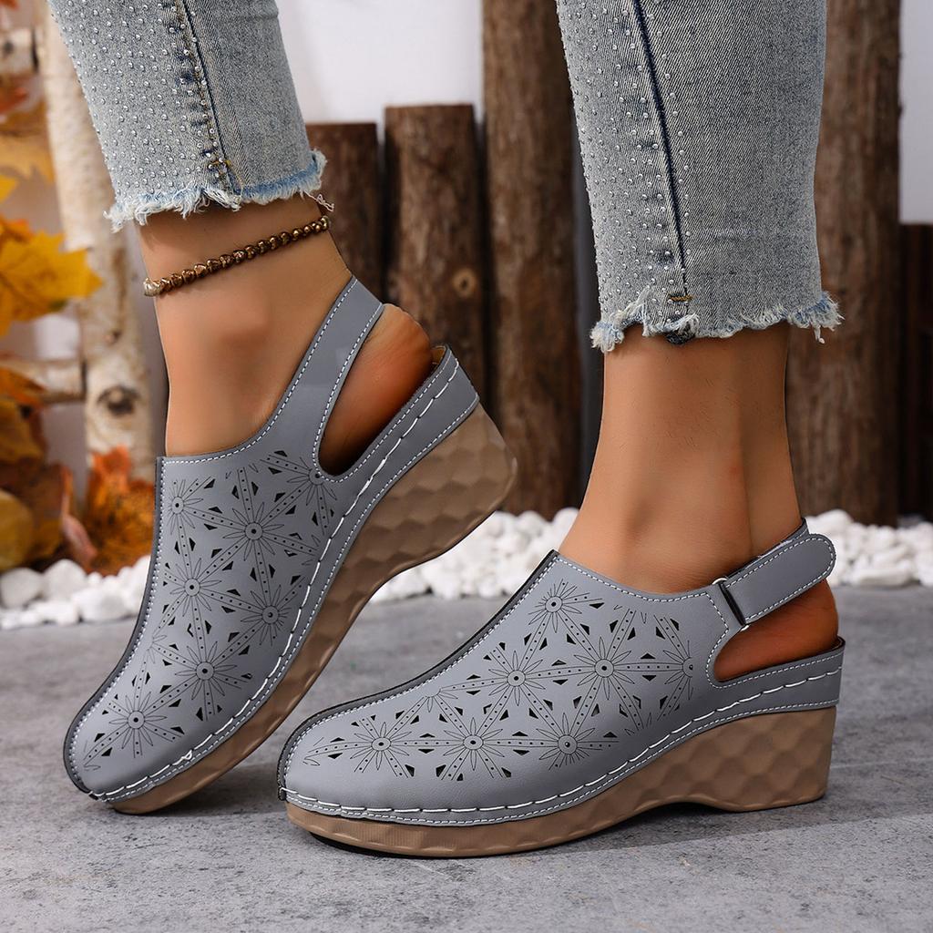 Adjustable Wedge Heel Versatile Platform Plus Size Casual Stylish Simple Closed Two Strap Sandals Women Slide Sandals For Women