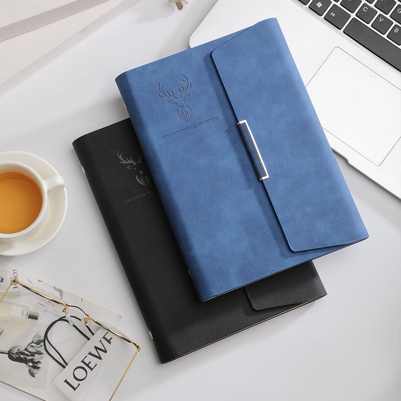 Tri-fold Loose-leaf Book A5 Business Notebook Imitation Leather PU Meeting Minutes Notepad