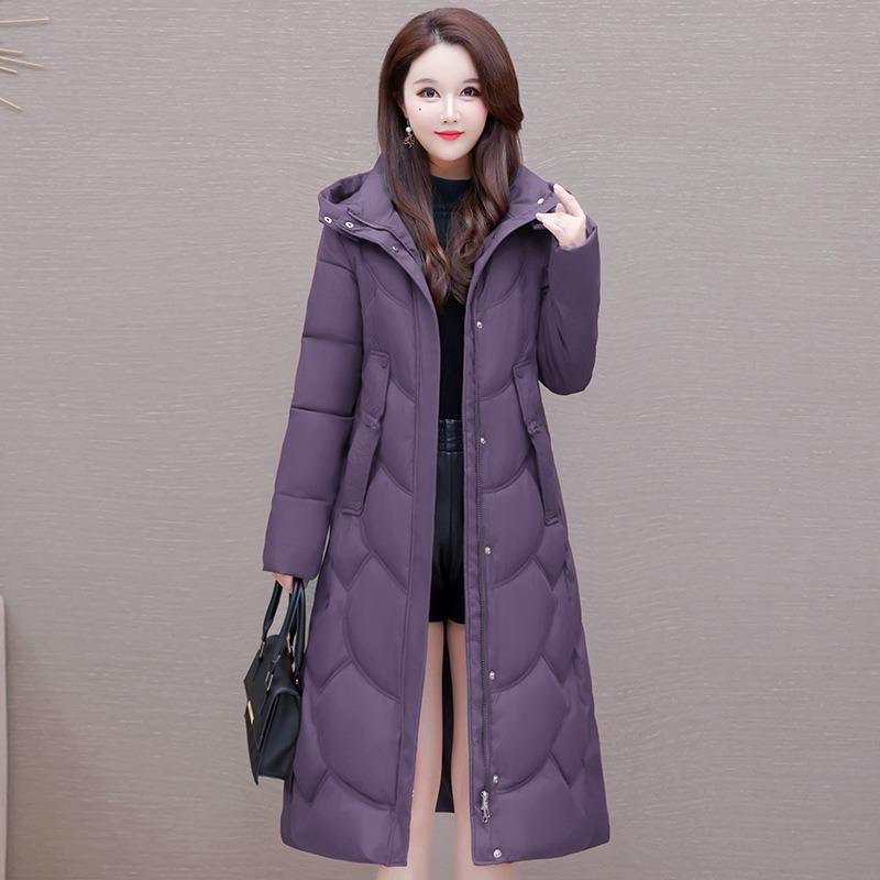 Winter Hooded Women's Cotton-padded Clothes Women's Long Knee-slim Cotton-padded Jackets Thermal Down Cotton-padded Clothes Women's Jackets